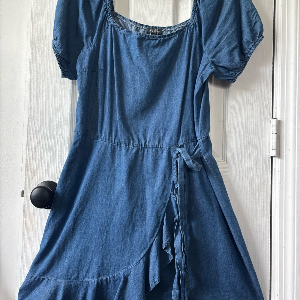 Blue Denim Wrap Dress